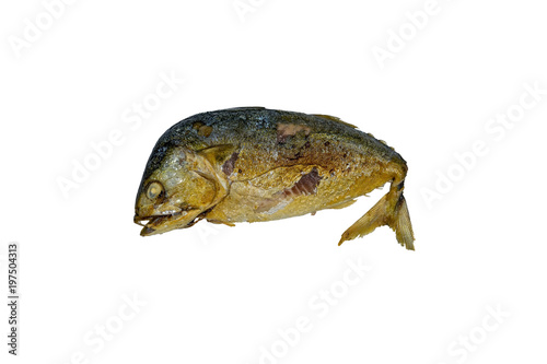 Cooked mackerel isolated on white background, with clipping path.