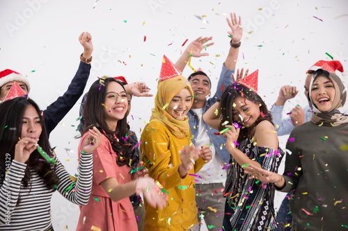 dance and party group of asian people