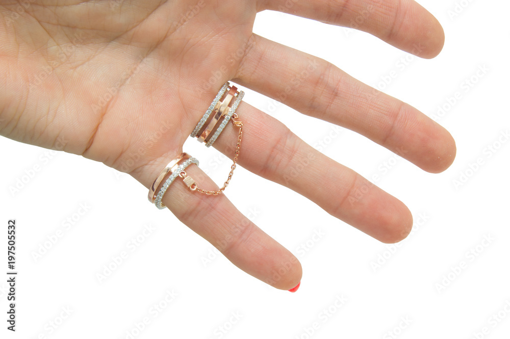 Original set of golden rings with chain