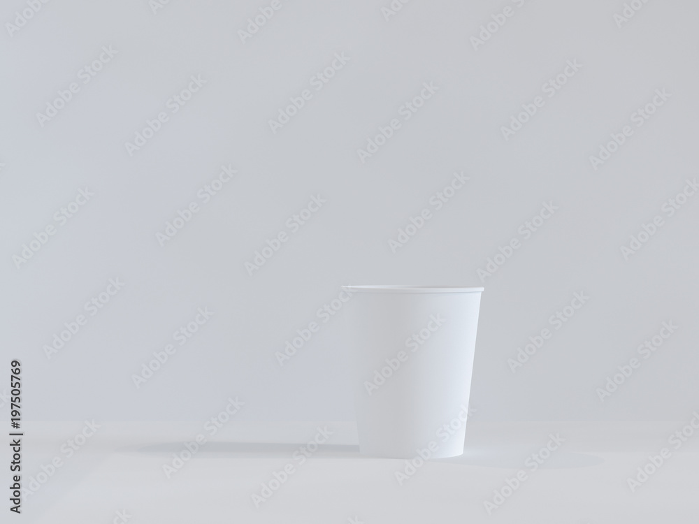 3d model of paper cups on the plane under natural light. White background. 3d renderer. 3d model of paper cups on the plane under natural light. White background. 3d renderer.