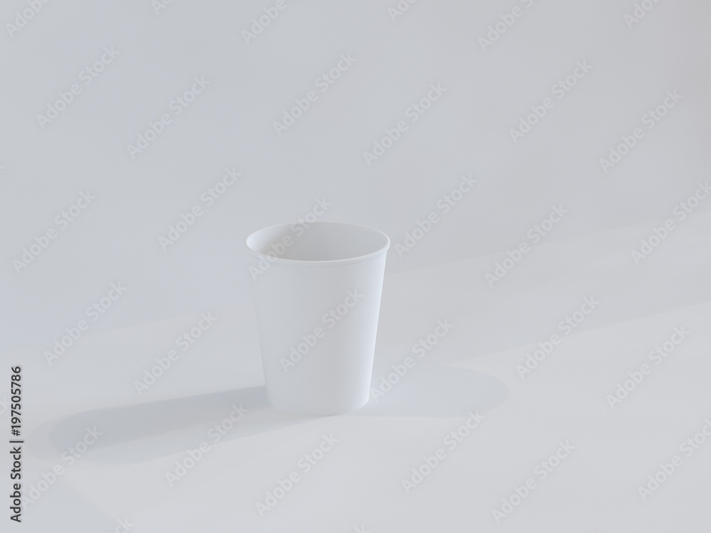 3d model of paper cups on the plane under natural light. White background. 3d renderer. 3d model of paper cups on the plane under natural light. White background. 3d renderer.