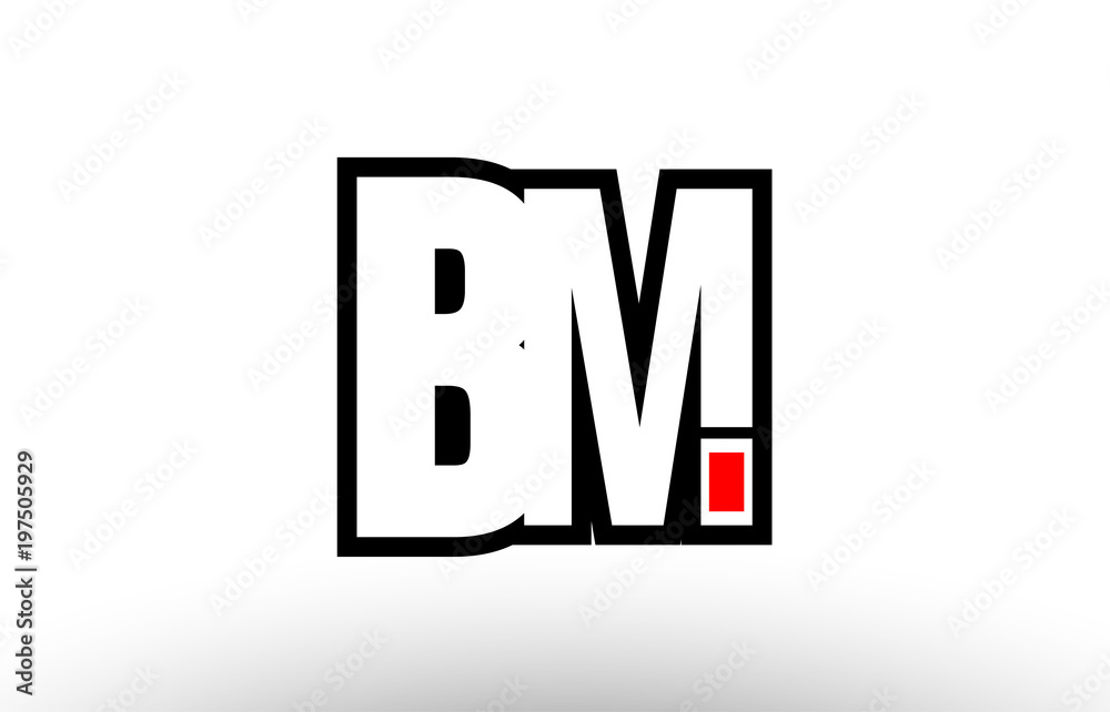 Fototapeta premium red and black alphabet letter bm b m logo combination icon design