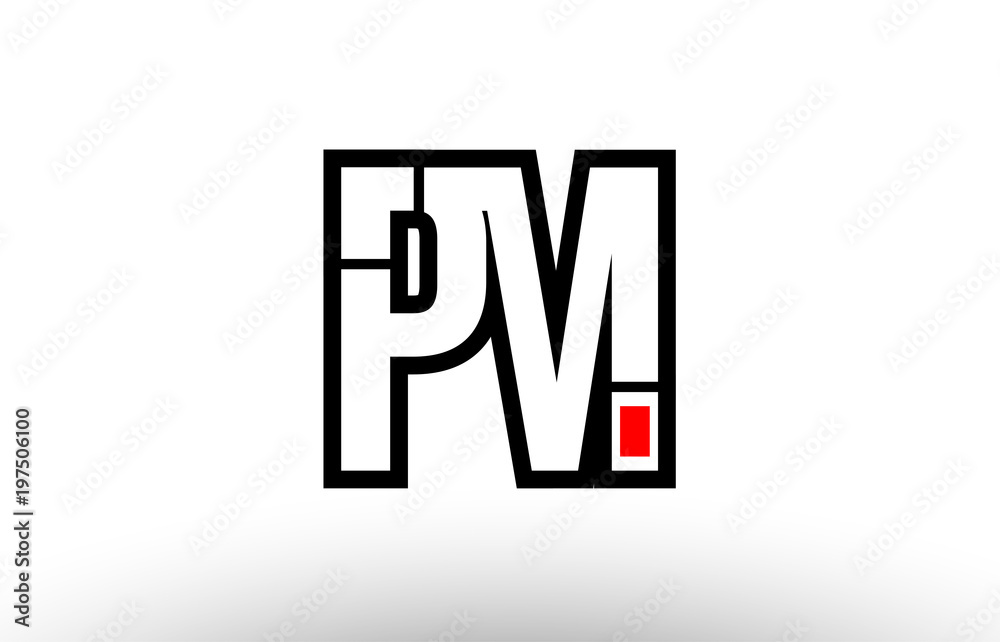 Obraz premium red and black alphabet letter pm p m logo combination icon design