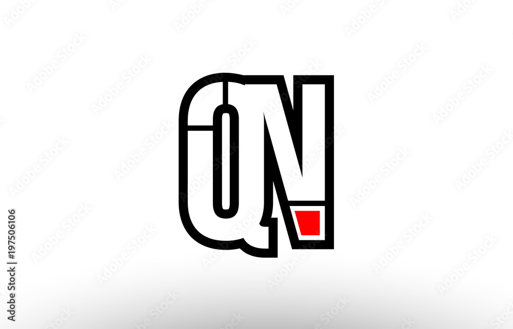red and black alphabet letter qn q n logo combination icon design