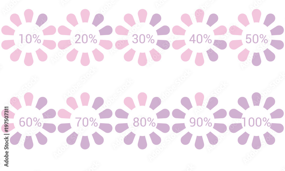 Contador circular de porcentaje rosa y violeta