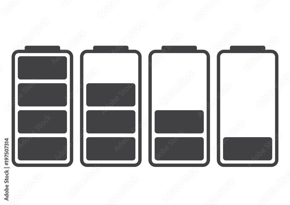 Battery icon. Charge level. Black silhouette. Vector illustration Stock  Vector | Adobe Stock