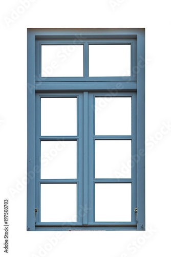 Wooden window frame isolated on white background