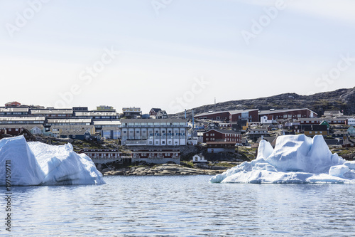 Giant Icebergs of Illulisat, Greenland, floating on water, a popular cruise destination,