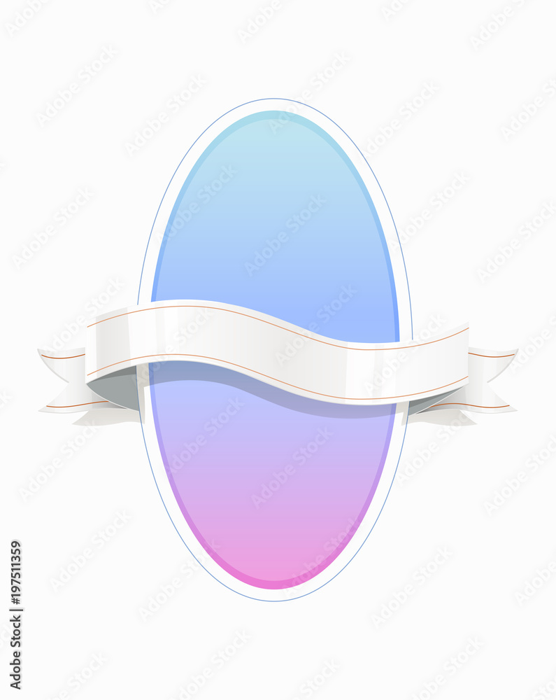 Obraz premium Decorative oval frame with ribbon. Design concept. Vector