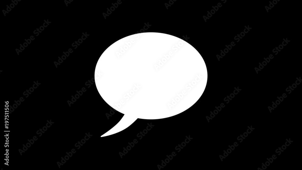 Four variations of blank cartoon speech bubbles, with luma matte (alpha channel). Oval shaped. A choice of short or long tails, pointing to bottom left or top left. In 4K and HD.