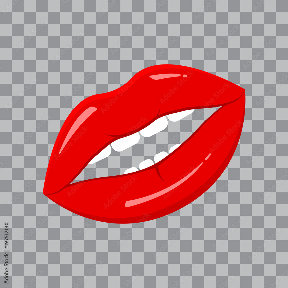 Red lips on transparent background. Vector illustration Red lips on transparent background. Vector illustration