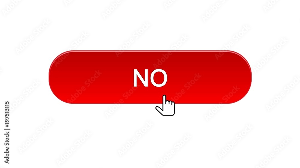 No web interface button clicked with mouse cursor, red color design, application No web interface button clicked with mouse cursor, red color design, application