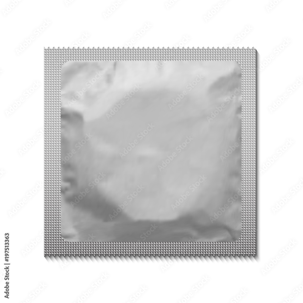 Obraz premium Condom silver blank template. Vector illustration