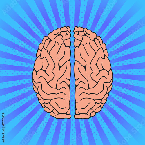 Comic Human brain. Pop Art vintage vector illustration