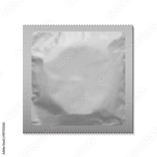 Condom silver blank template. Vector illustration