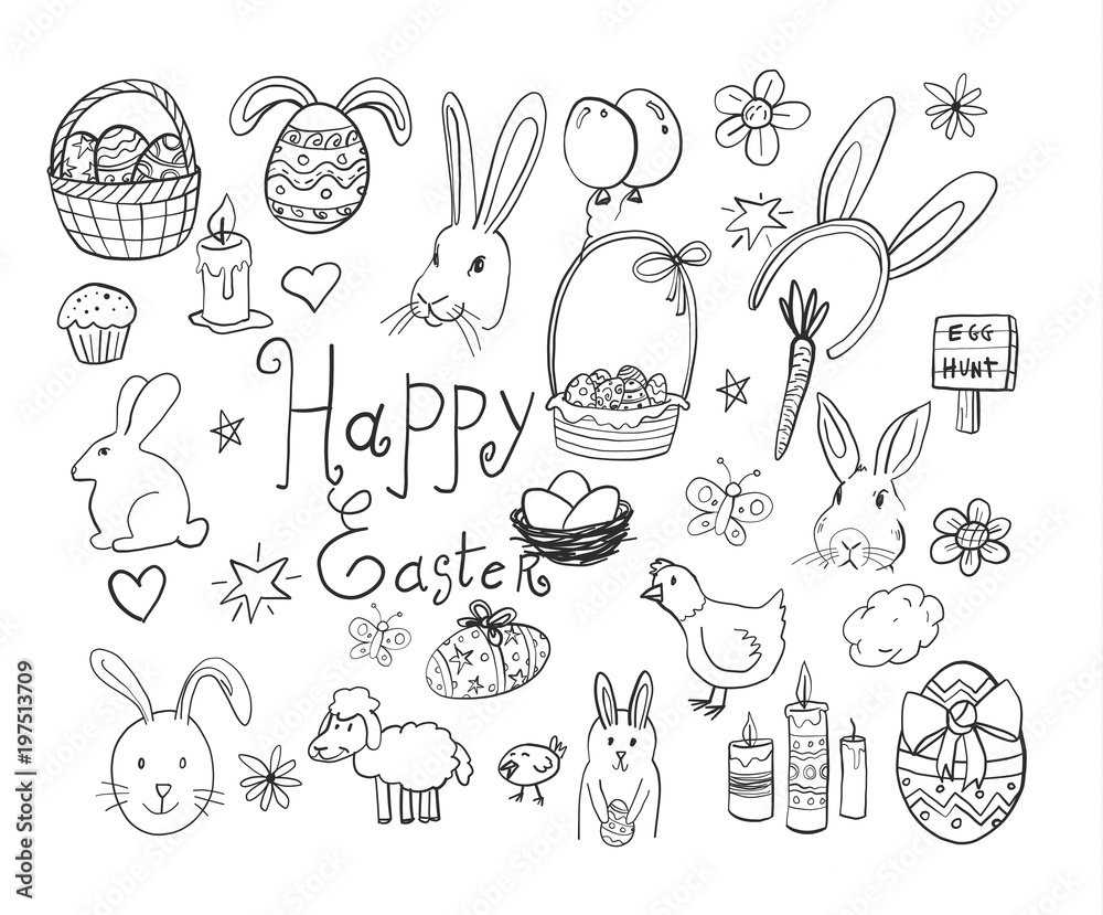 Happy easter image vector.  Easter rabbit egg