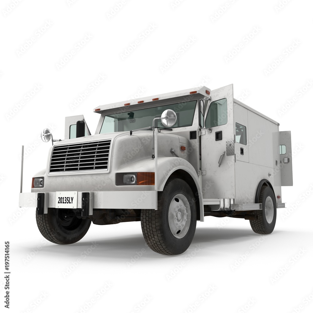 Armored Cash Transport on white. 3D illustration