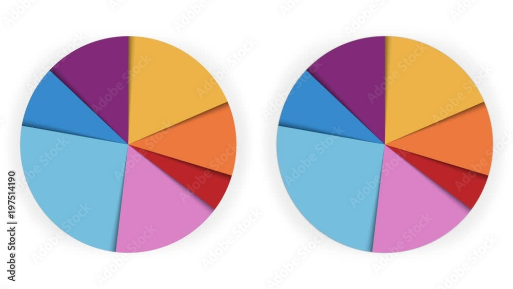 An animated 7-segment pie chart. Four versions. A luma matte (alpha channel) is included.