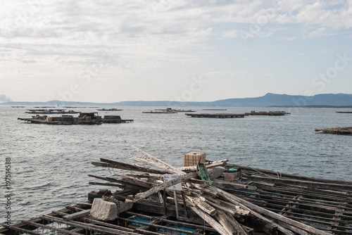 Mussel aquaculture rafts, batea, in Arousa estuary © acongar