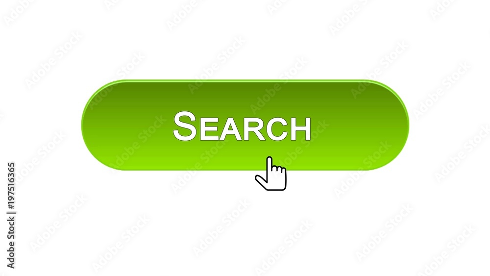 Search web interface button clicked with mouse cursor, green color, monitoring Search web interface button clicked with mouse cursor, green color, monitoring