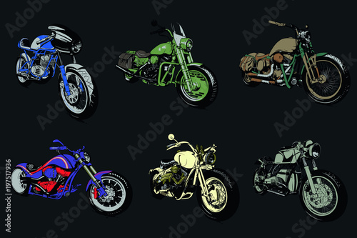 Vintage Custom Motorcicle Graphic Poster Illustration.