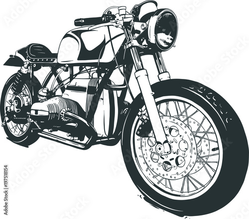 Vintage Custom Motorcicle Graphic Poster Illustration. photo