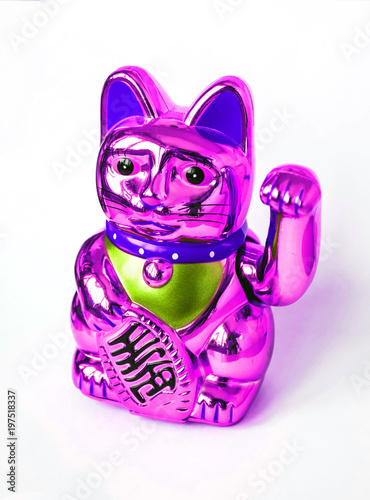 Traditional Asian lucky souvenir golden kitty cat Maneki neko.