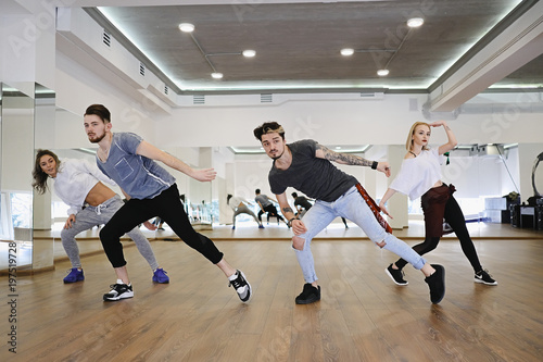 Group of four hip-hop dancers