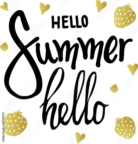 lettering hi summer on white background