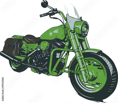 Vintage Custom Motorcicle Graphic Poster Illustration.