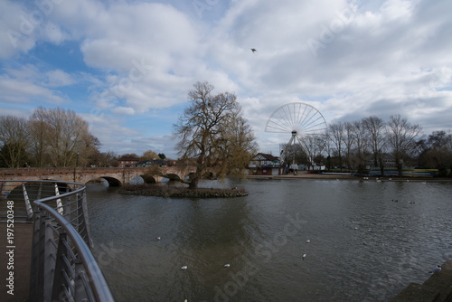 Stratford upon Avon England March 18th 2018 controversial big ferris wheel being assembled in recreation ground photo