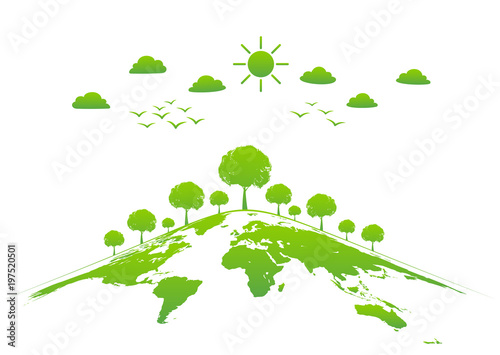 Green ecology friendly concept with world environment day, vector illustration