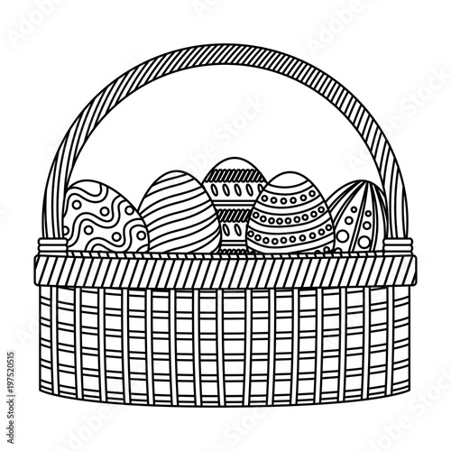 line eggs easter decoration inside hamper style