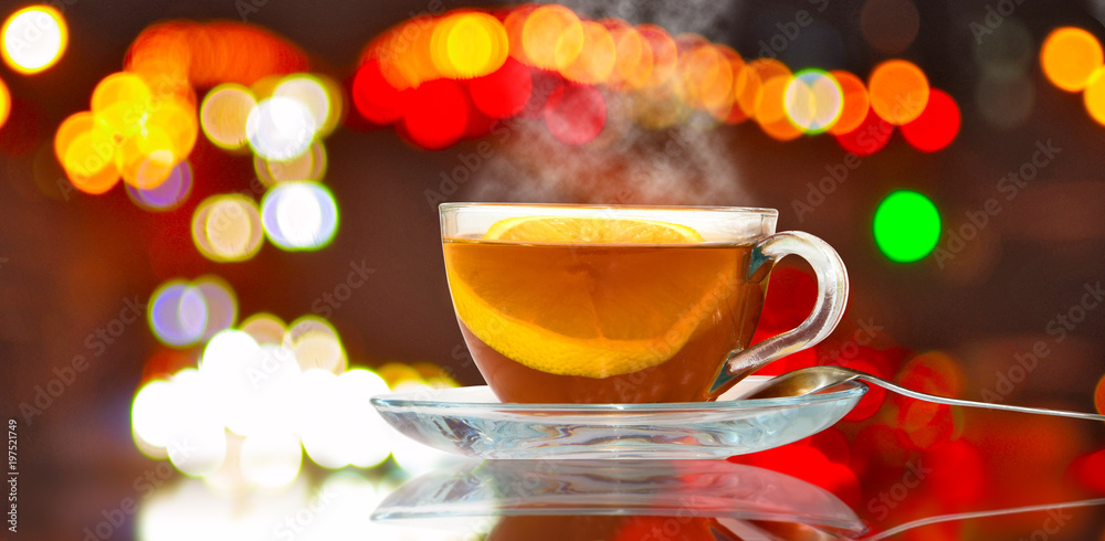 Fototapeta premium image of cup with tea on blurred background