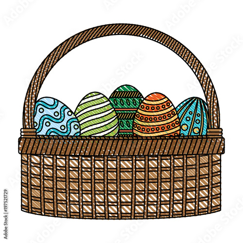 doodle eggs easter decoration inside hamper style