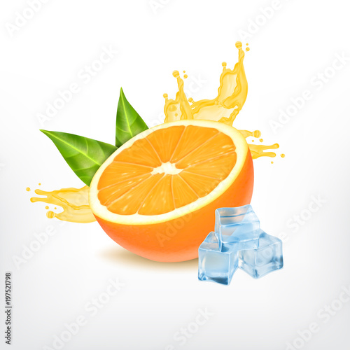 Orange fruit with splashing juice