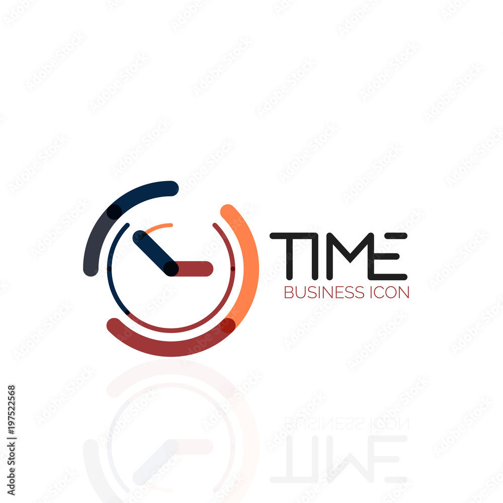 Vector abstract logo idea, time concept or clock business icon. Creative logotype design template