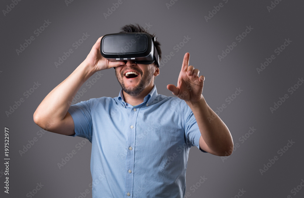 Bearded guy in virtual reality Bearded guy in virtual reality