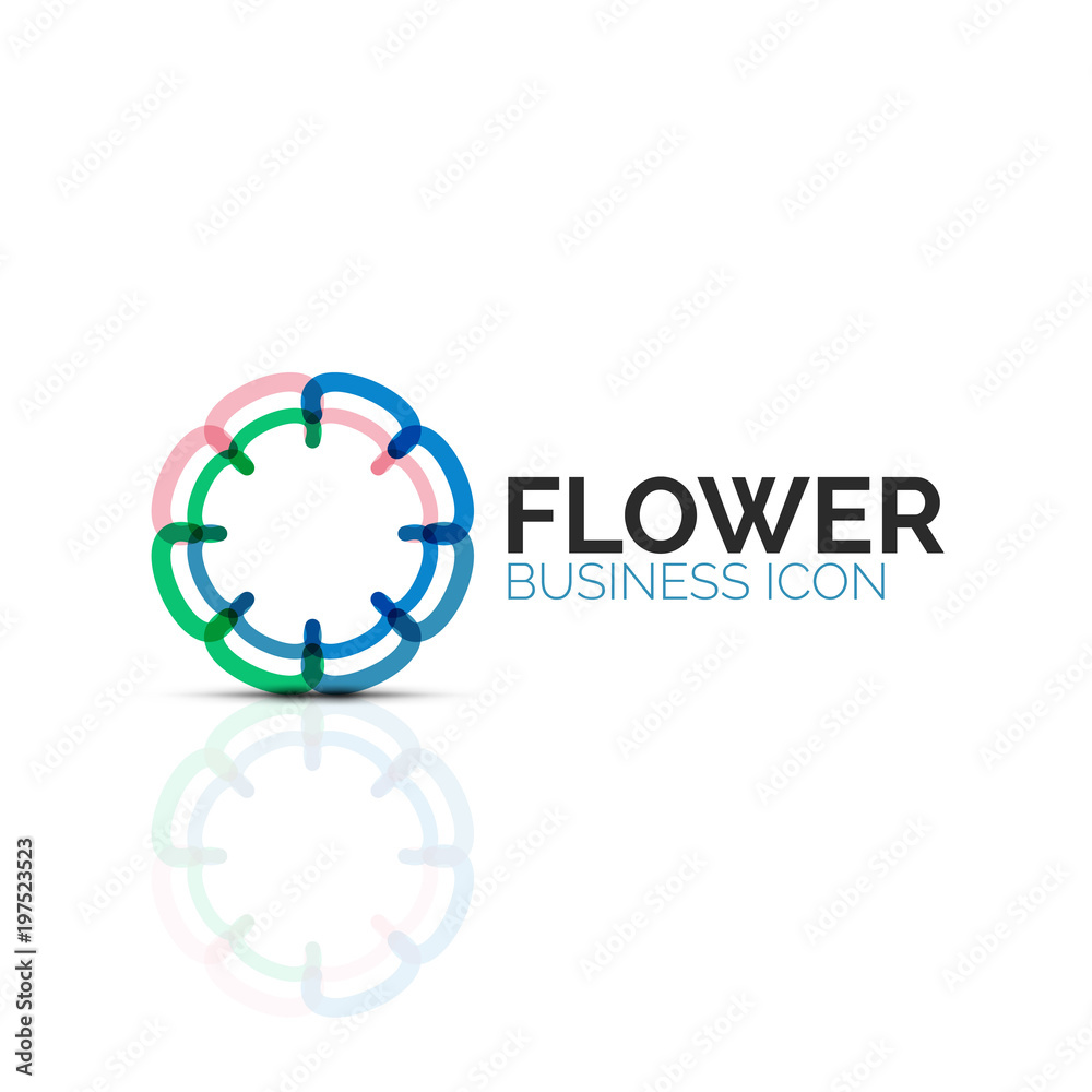 Abstract flower or star minimalistic linear icon, thin line geometric flat symbol for business icon design, abstract button or emblem Abstract flower or star minimalistic linear icon, thin line geometric flat symbol for business icon design, abstract button or emblem