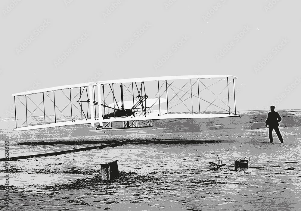 Frères Wright - avion - aviation - invention - inventeur - historique - personnage célèbre - obrazy, fototapety, plakaty 