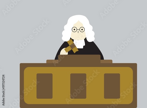 judge in a courtroom, justice vector illustration