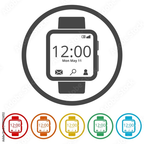 Smartwatch symbol, Smart Watch icon, 6 Colors Included