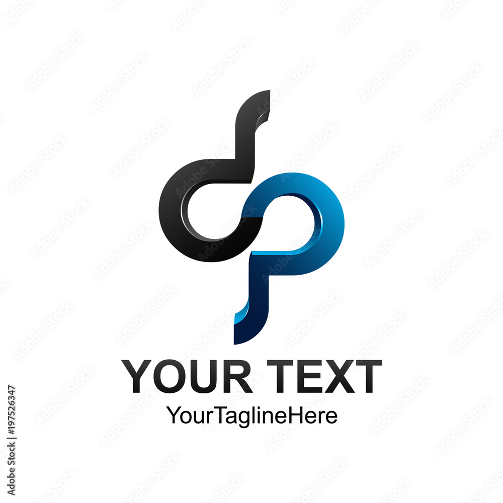 Initial letter DP logo template colored blue grey design for business and company identity Initial letter DP logo template colored blue grey design for business and company identity