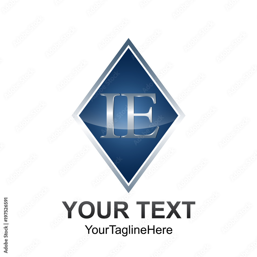 Initial letter IE logo template colored grey blue diamond design for business and company identity Initial letter IE logo template colored grey blue diamond design for business and company identity