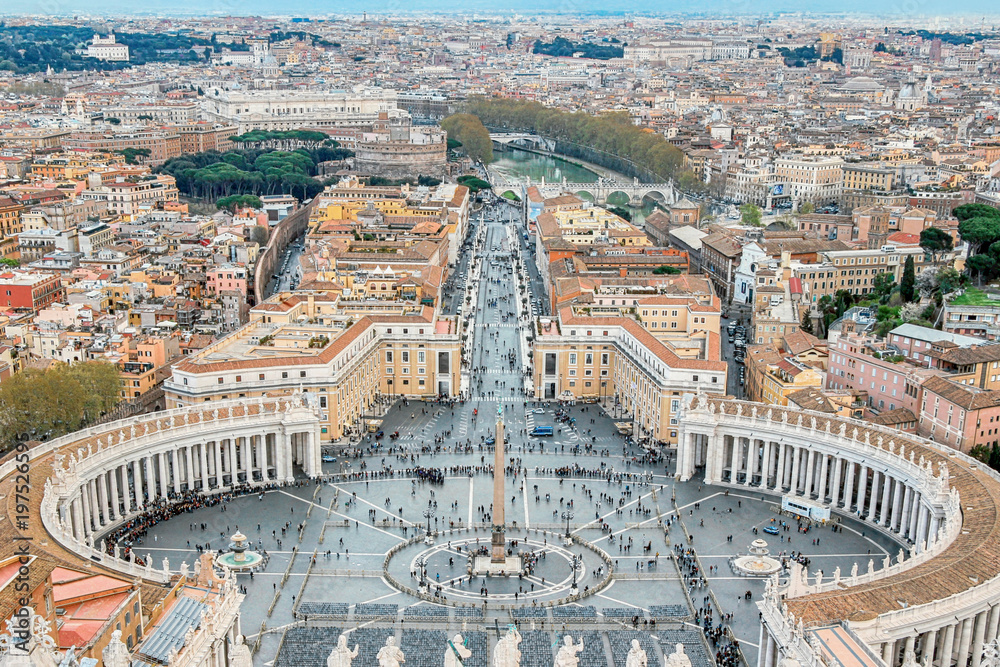 aerial view of Vatican city square 