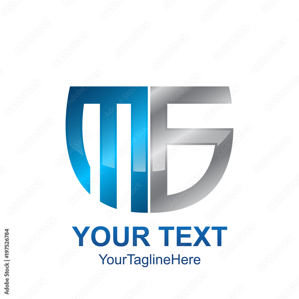 Obraz premium Initial letter MS , MB or MG logo template colored grey blue shield design for business and company identity