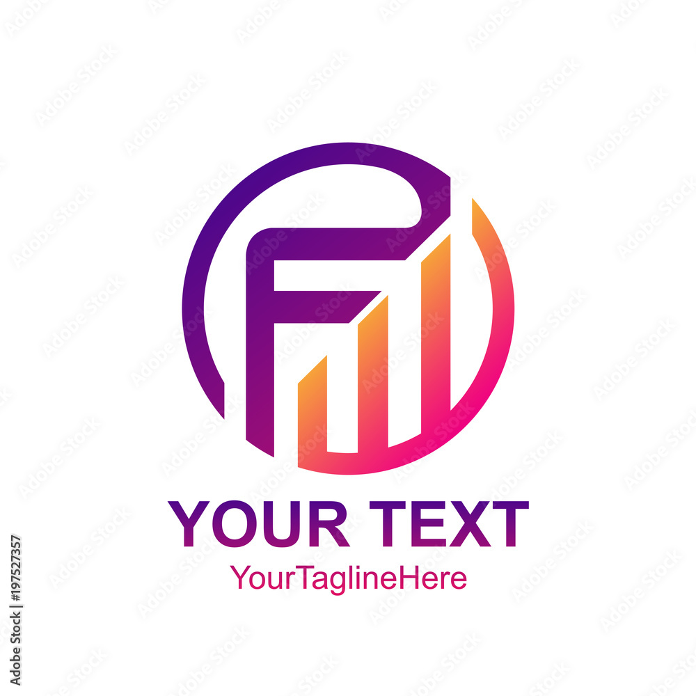 Initial letter FW logo template colorfull circle soowh design for business and company identity Initial letter FW logo template colorfull circle soowh design for business and company identity