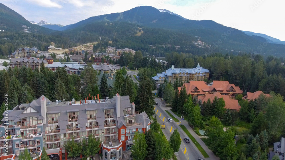 Aerial view of Whistler cityscape, Canada