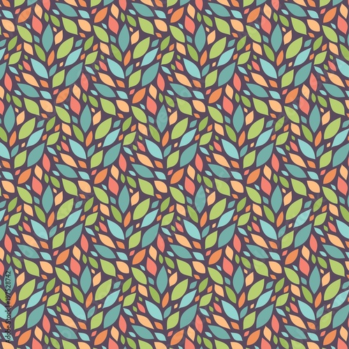 Spring leaves colorful vector pattern background