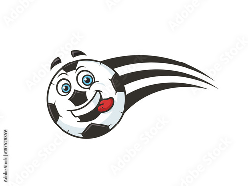 Crazy soccer football ball flying vector cartoon mascot illustration
